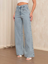 Calça jeans wide leg cintura alta