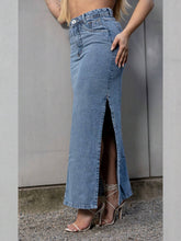 Saia jeans midi longa